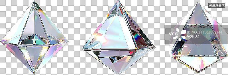 【AI数字艺术】彩色钻石透明菱形晶体折射光彩，展现几何艺术与璀璨视觉奇观图片素材