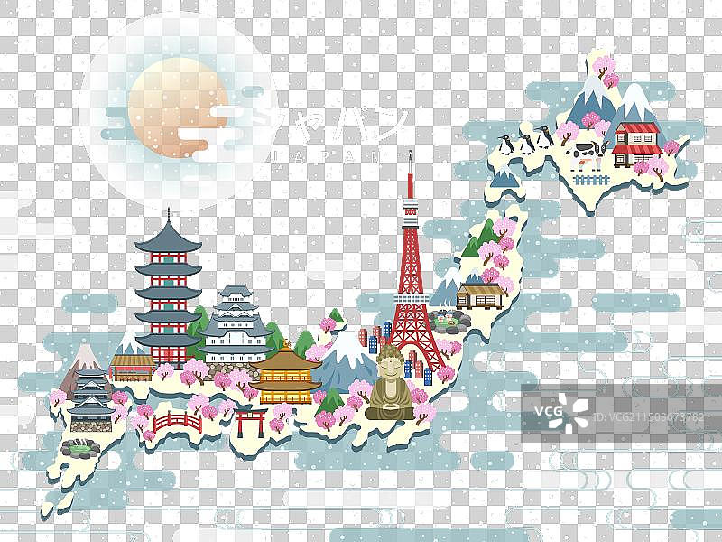 可爱的日本旅游地图图片素材