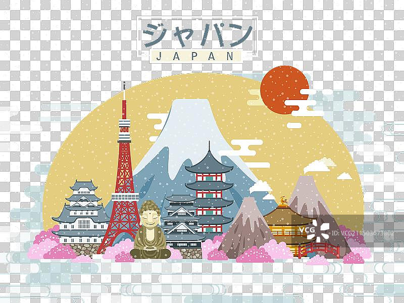 可爱日本旅行海报图片素材