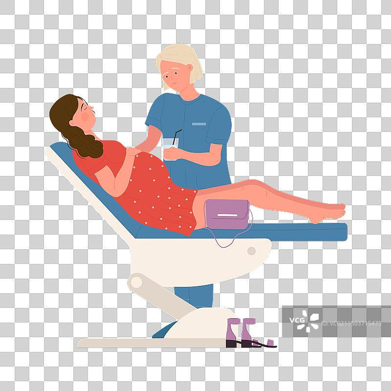 孕妇躺在医疗椅上图片素材