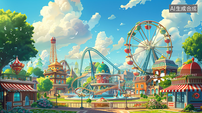 【AI数字艺术】游乐场水上乐园图片素材