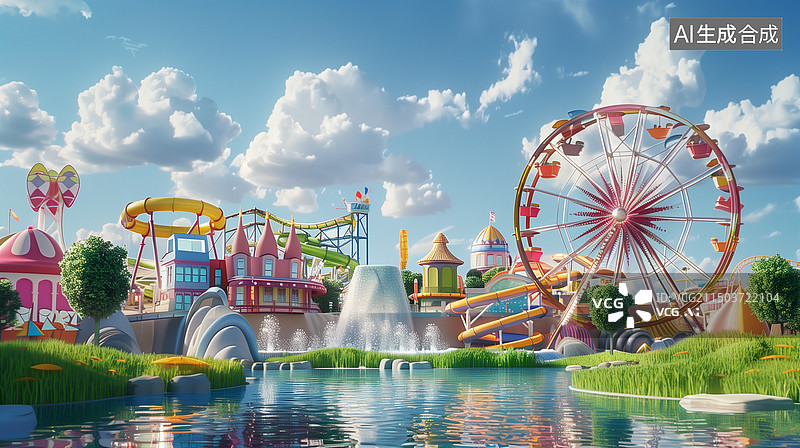 【AI数字艺术】游乐场水上乐园图片素材