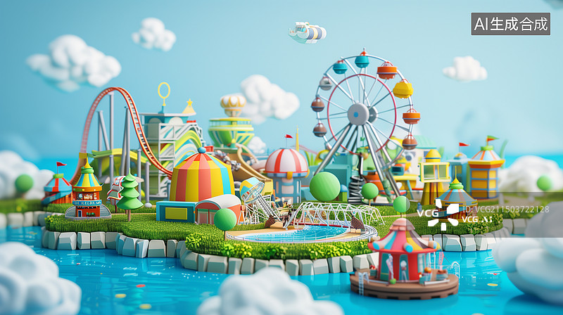 【AI数字艺术】游乐场水上乐园图片素材