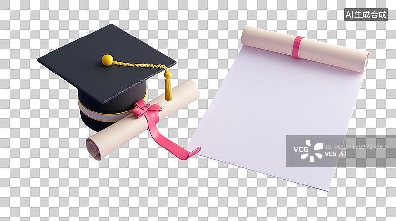 【AI数字艺术】毕业季博士帽和毕业证书免抠元素图片素材