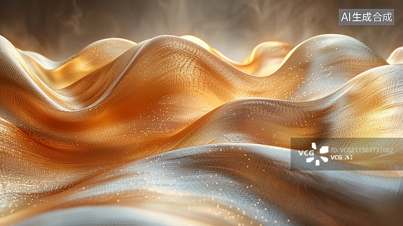 【AI数字艺术】黄色渐变丝绸曲线波浪壁纸背景图片素材