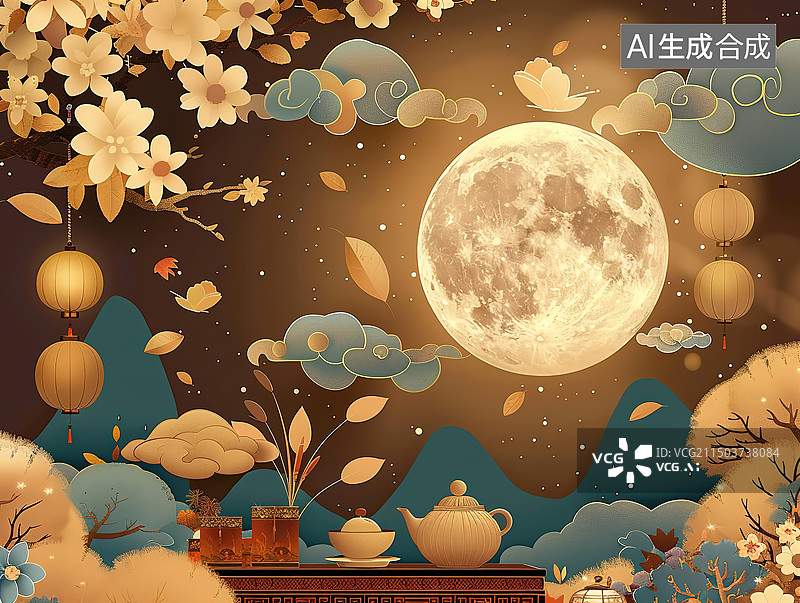 【AI数字艺术】传统节日中的月饼图片素材
