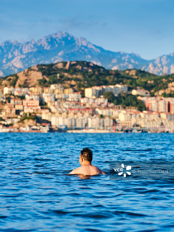 青岛沙子口休闲广场日落图片素材