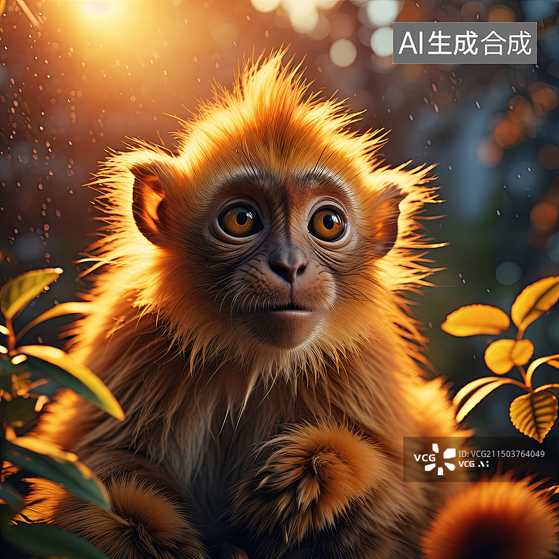 【AI数字艺术】森林里的猴子画像图片素材