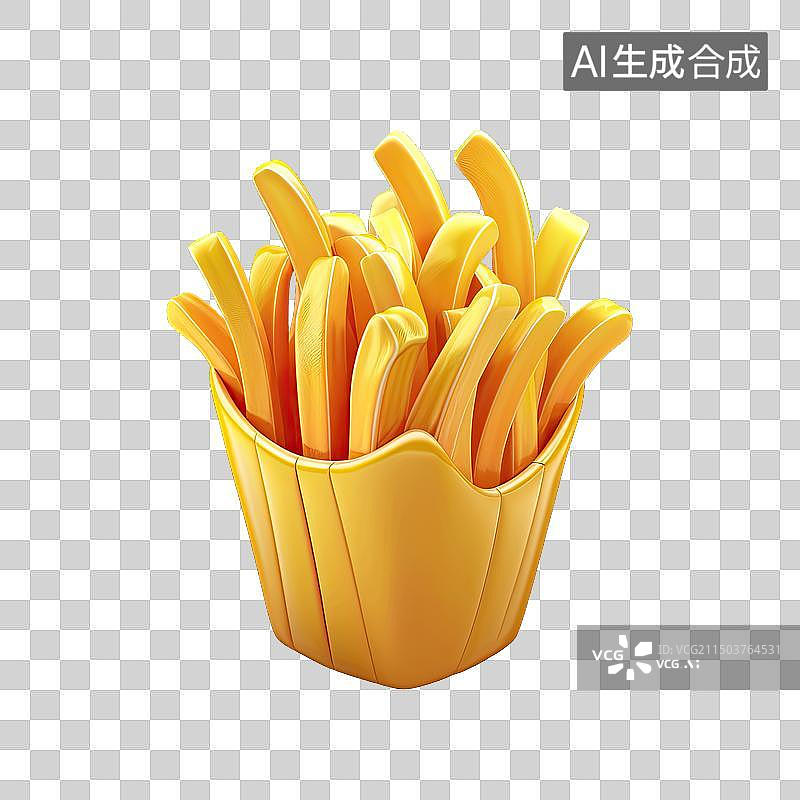 【AI数字艺术】卡通三维快餐薯条插画图片素材