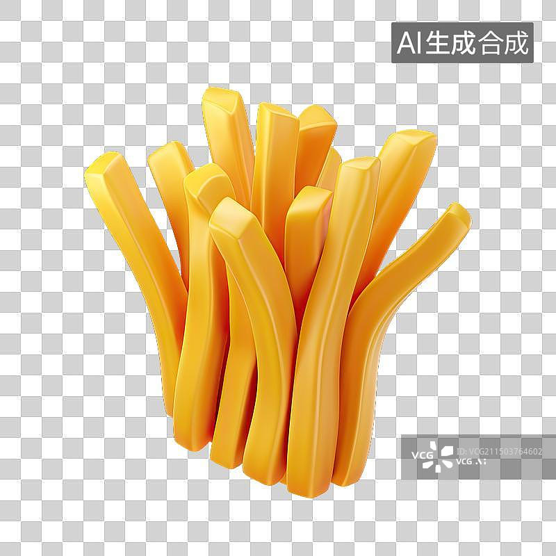 【AI数字艺术】卡通三维快餐薯条插画图片素材