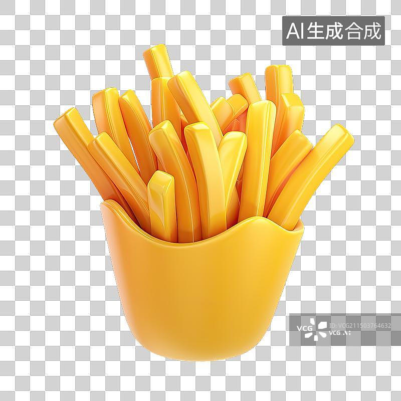 【AI数字艺术】卡通三维快餐薯条插画图片素材
