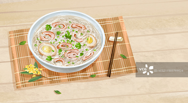 中国城市泉州特色美食“面线糊”插画海报图片素材