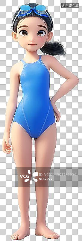 【AI数字艺术】身穿泳服的小女孩图片素材