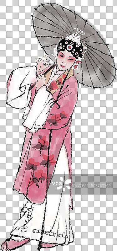 戏剧昆曲女角色人物水墨古风插画图片素材