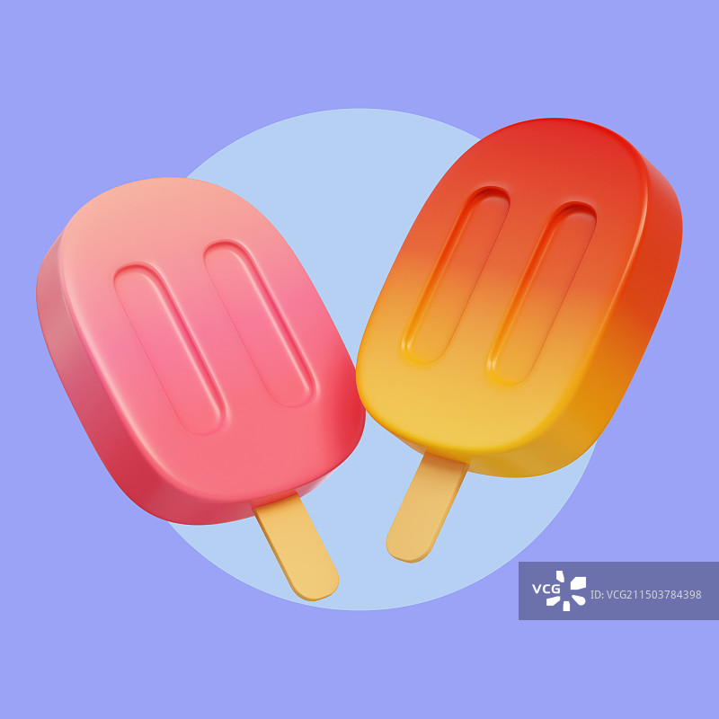 3D渲染多巴胺卡通雪糕冰棍插画图片素材