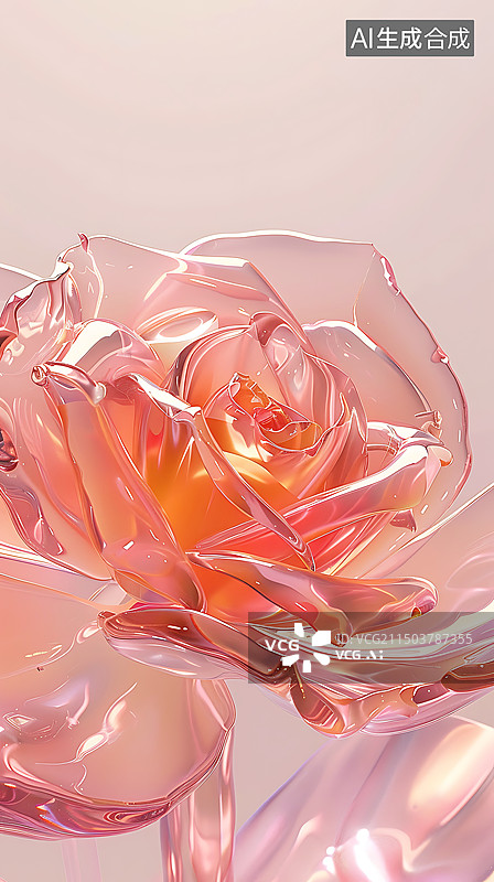 【AI数字艺术】绽放的琉璃玫瑰花朵图片素材