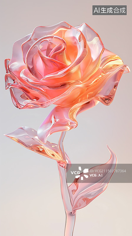 【AI数字艺术】绽放的琉璃玫瑰花朵图片素材