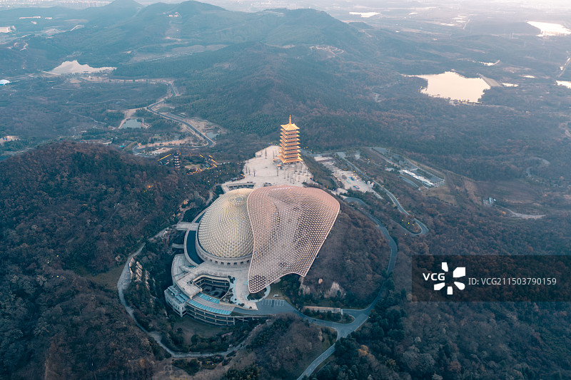 南京牛首山佛顶宫航拍图片素材