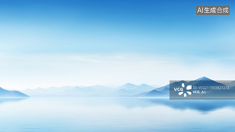 【AI数字艺术】蓝天下的湖光山色图片素材