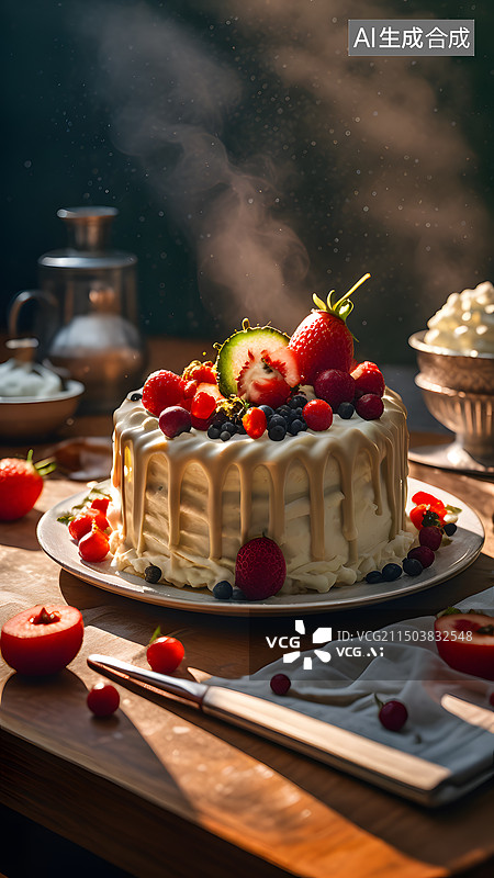【AI数字艺术】水果蛋糕 提拉米苏图片素材