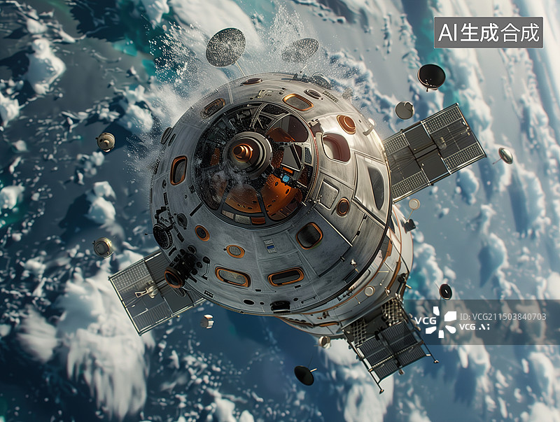 【AI数字艺术】宇航飞船与地形地貌图片素材