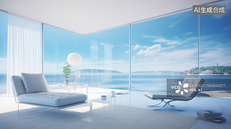 【AI数字艺术】现代简约会客厅 设计 效果图图片素材