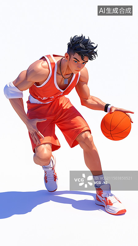 【AI数字艺术】年轻男子篮球运动员图片素材