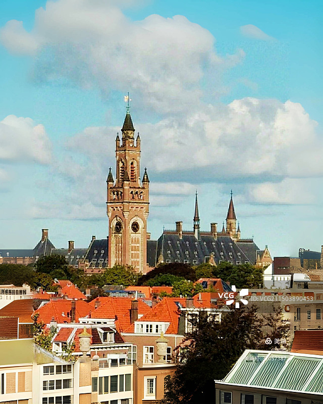 两次到海牙都拍摄海牙国际法院的高视角视图图片素材