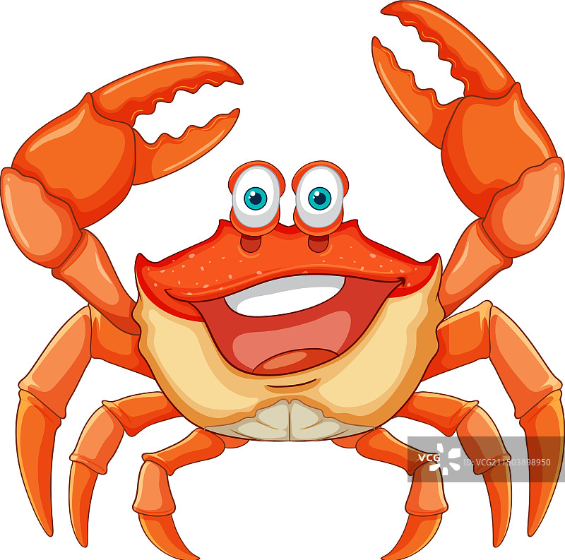 微笑的螃蟹举起爪子图片素材