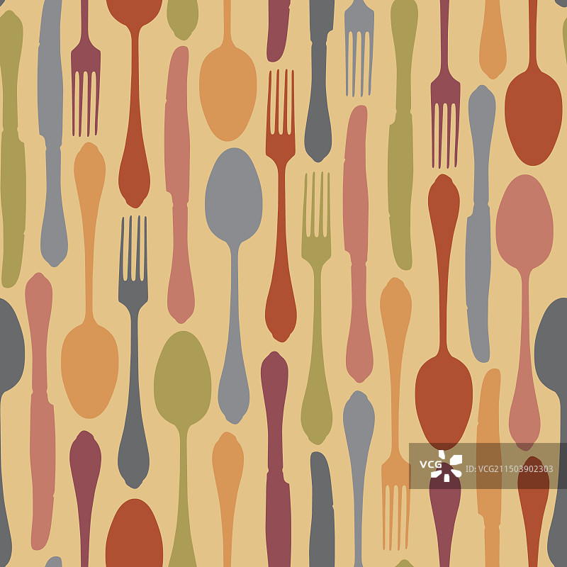 彩色餐具无缝图案图片素材