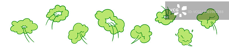 带有卡通放屁图标的绿色有毒气味云图片素材