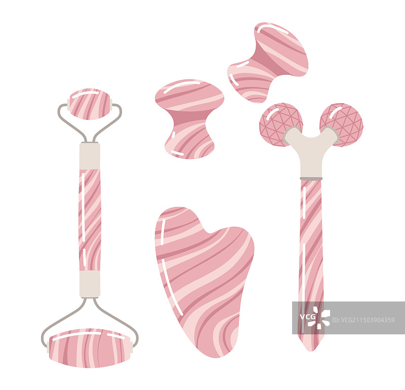 刮痧按摩器、滚轮和刮板套装图片素材