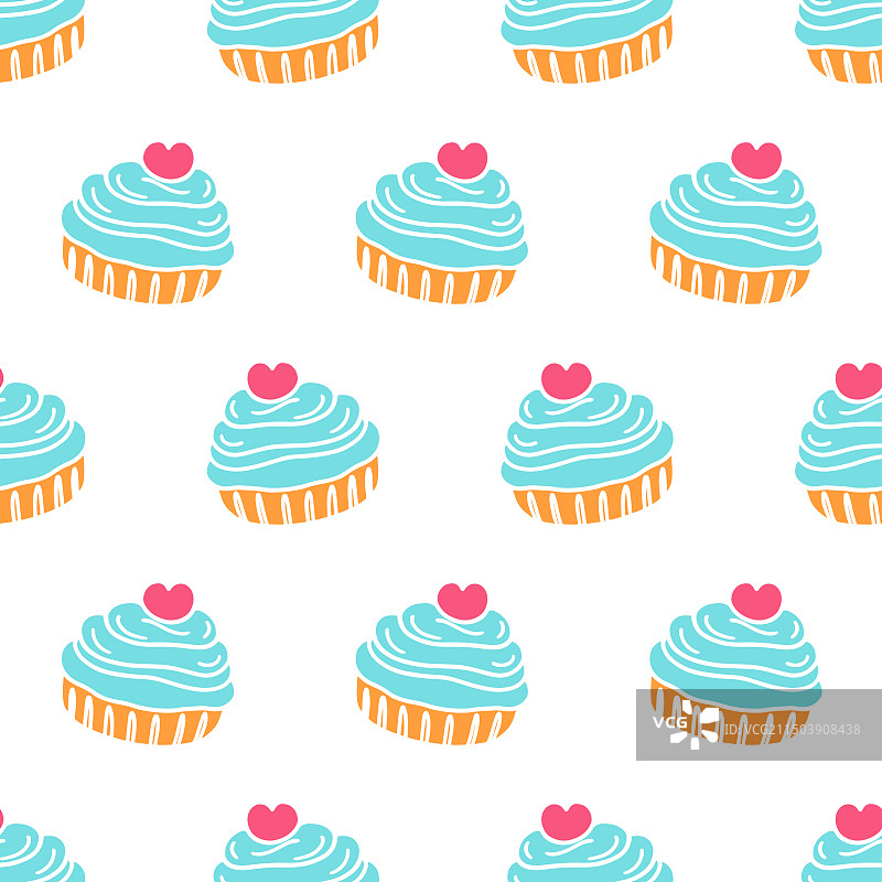 纸杯蛋糕和松饼涂鸦烘焙无缝图案图片素材