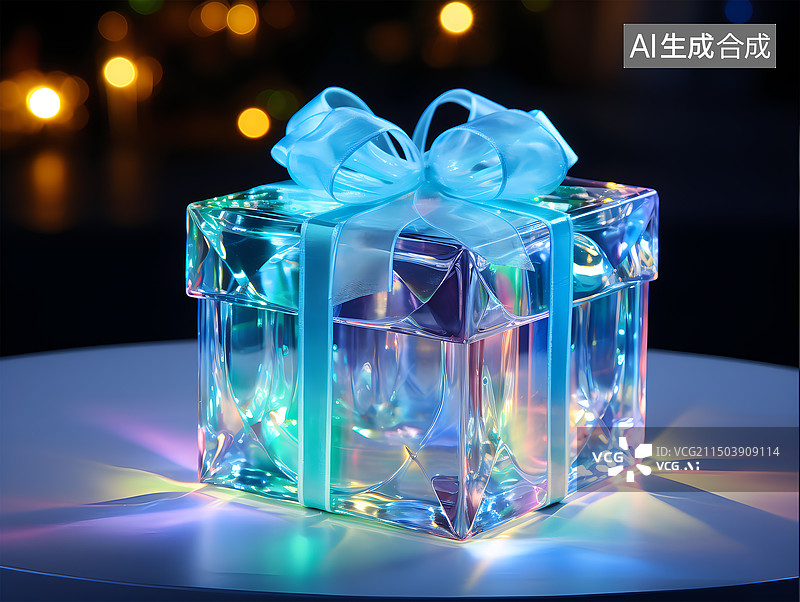 【AI数字艺术】水晶质感花卉植物及水晶礼盒图片素材
