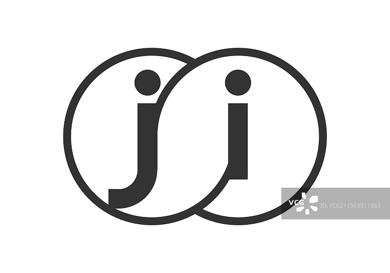 带有轮廓圆圈的JI商业公司标志图片素材