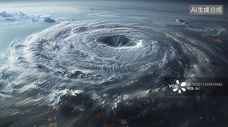 【AI数字艺术】卫星视角查看台风眼特写图片素材