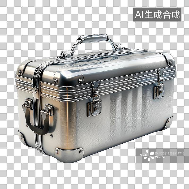 【AI数字艺术】金属质感的手提拉杆箱免抠元素图片素材