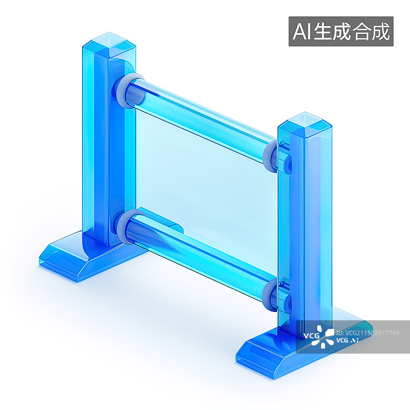 【AI数字艺术】蓝色磨砂玻璃风格标志--禁止通行图片素材