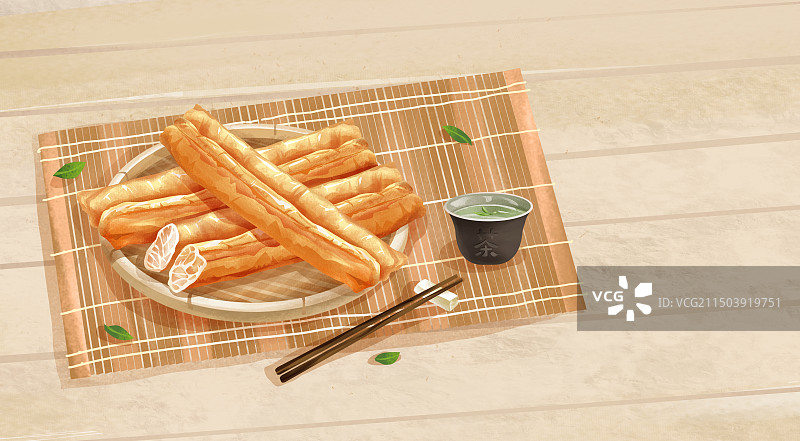 中国特色小吃美食“油条”图片素材