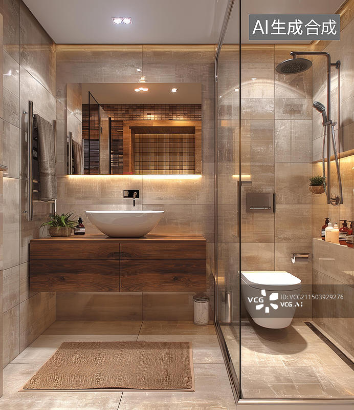 【AI数字艺术】现代简约风卫浴间图片素材