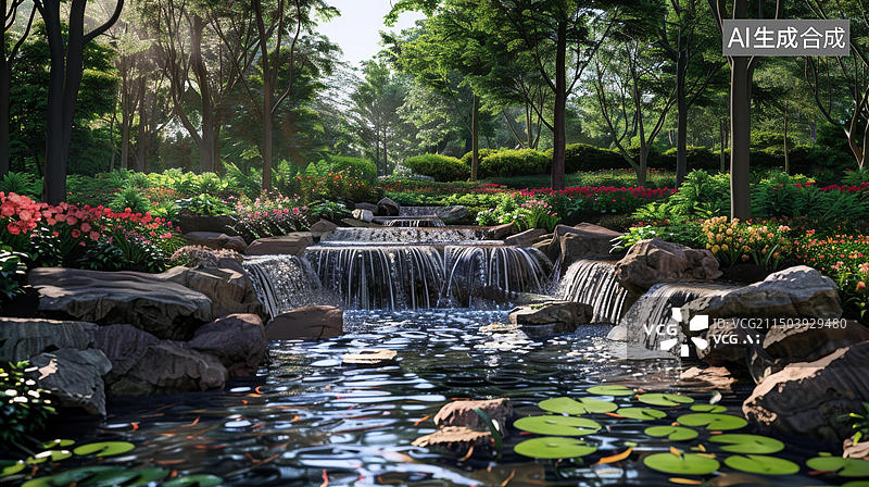 【AI数字艺术】园林景观设计效果图图片素材