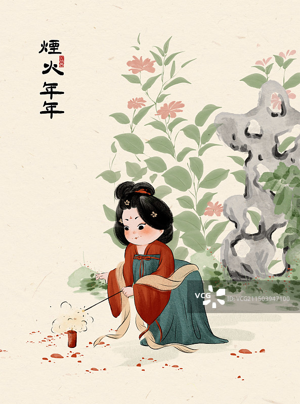 唐朝仕女节庆系列-春节图片素材