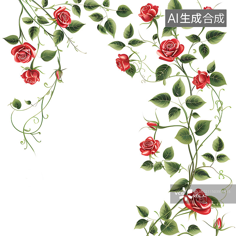 【AI数字艺术】AIGC：玫瑰花边框 七夕情人节节日背景海报图片素材