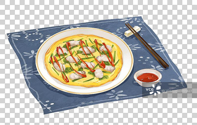 泉州特色美食“海蛎煎”插画元素图片素材