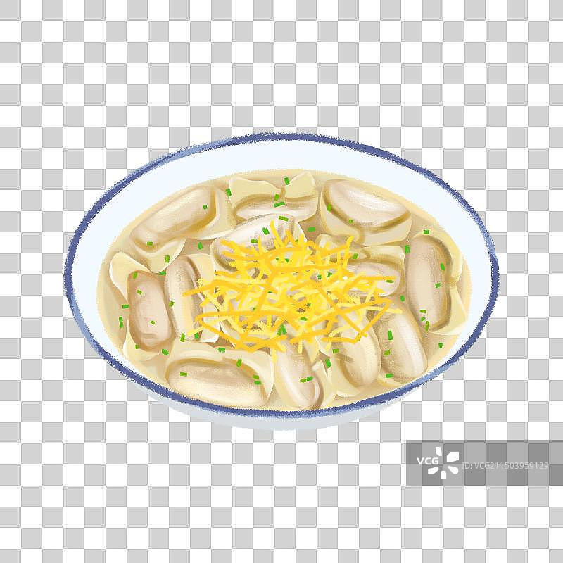 无锡特色美食插画三鲜馄饨图片素材