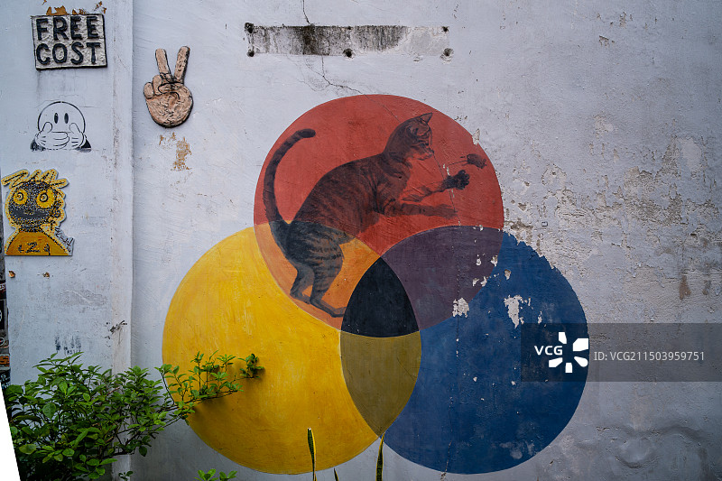 槟城街头墙体彩绘图片素材