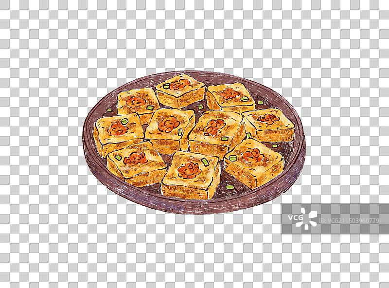 手绘安徽特色美食徽菜毛豆腐霉豆腐插画图片素材