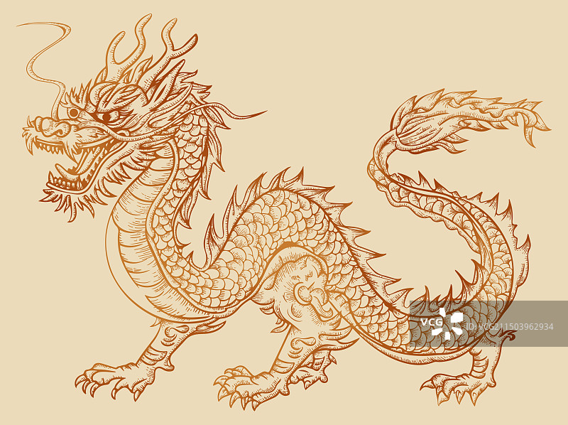 版画风格龙包装用图图片素材