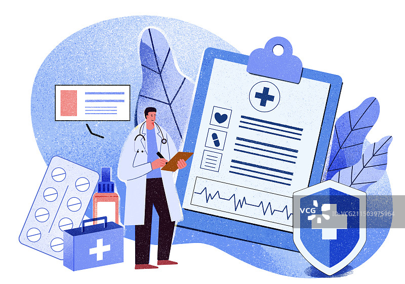 医疗药品医生市民健康网络保障科技概念插画  03图片素材