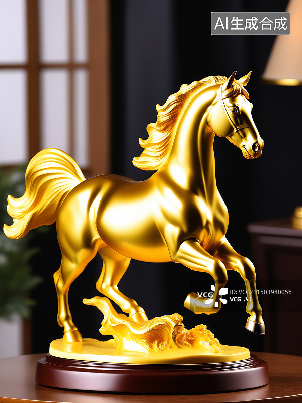 【AI数字艺术】金色的马图片素材